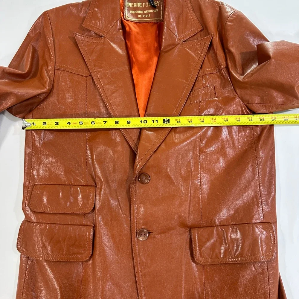 Pierre Fossey Designers Originals Genuine Leather Blazer 42 Brown Vintage Jacket